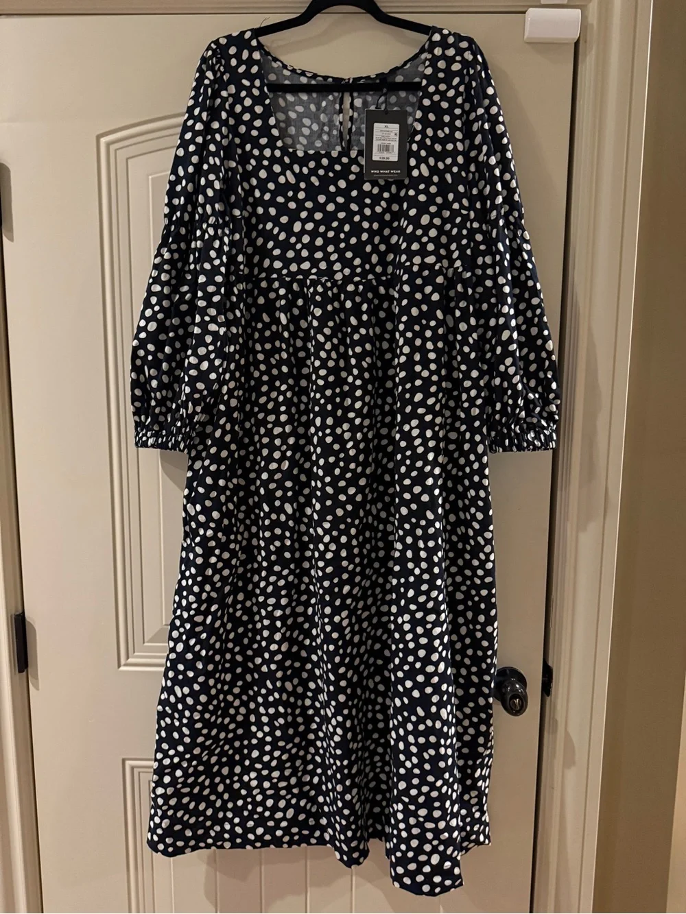NWT Who What Wear Black and White Polka Dot Maxi Dress - Picture 1 of 5